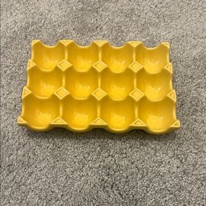 Food Network Sunny Yellow Stoneware Egg Tray NWOT